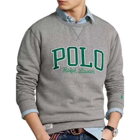 Polo‎ Ralph Lauren Mens Gray Crewneck Sweatshirt Spellout Logo Athletic XXL - Picture 9 of 9